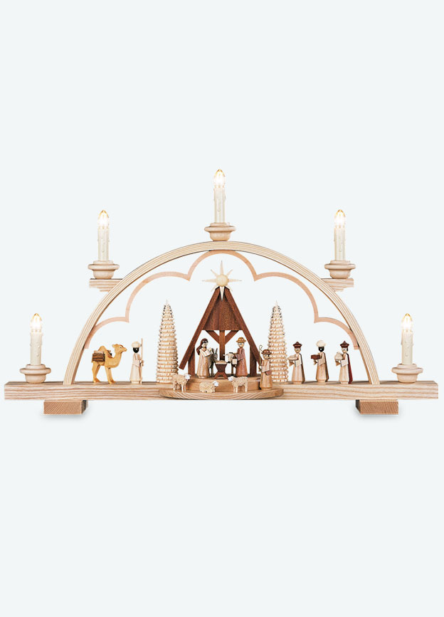 Candle Arc Nativity Scene W/Manger